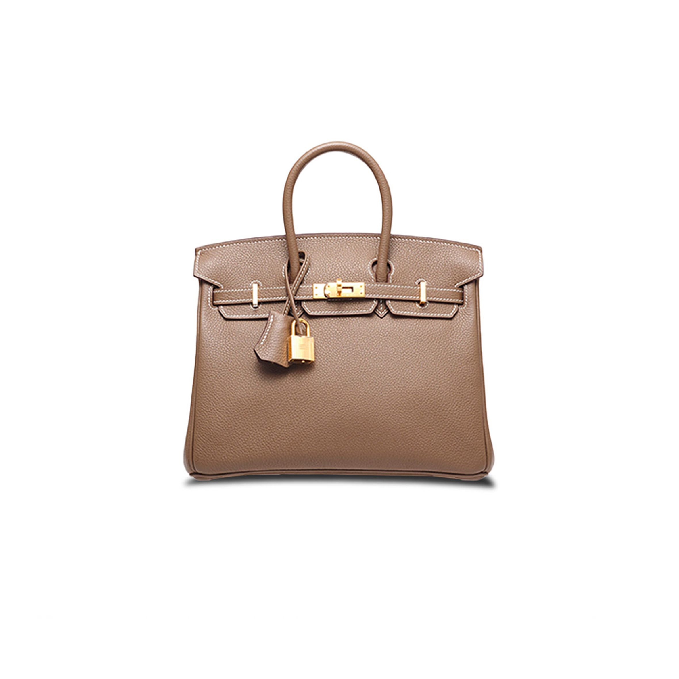 H**mes master birkin 25 epsom leather milk tea gold buckle handbag 631655 (25*20*13cm)